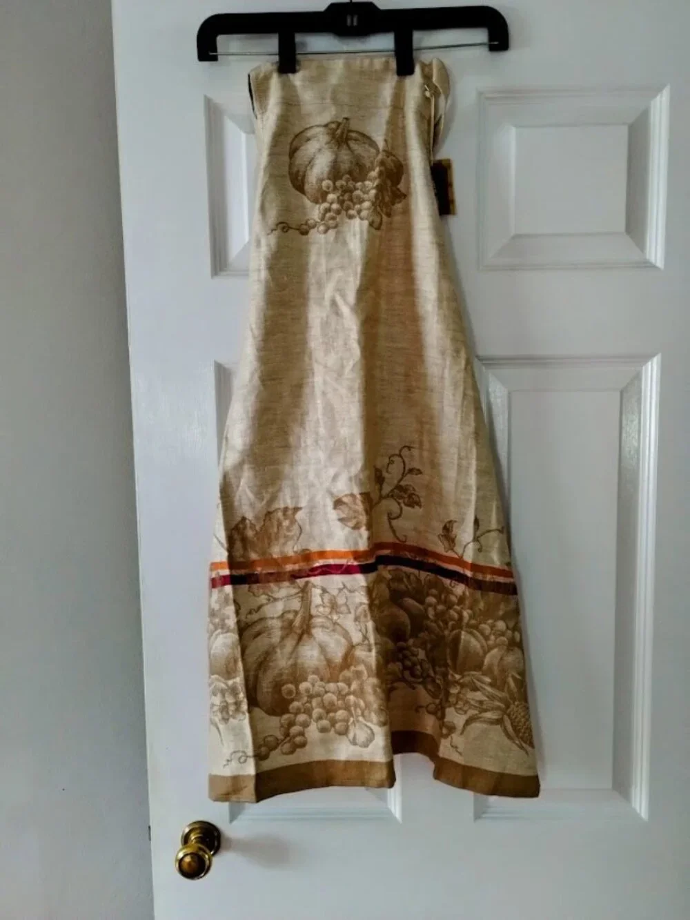 Williams Sonoma Pumpkin Jacquard Cotton Linen Apron w Adjustable Necktie